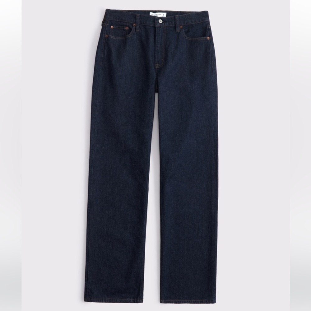 Abercrombie Low Rise Baggy Jean SHORT Size 31 Super Dark